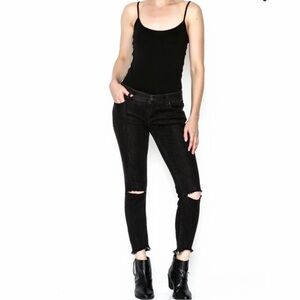Free People raw hem Gray skinny Jeans Sz 28